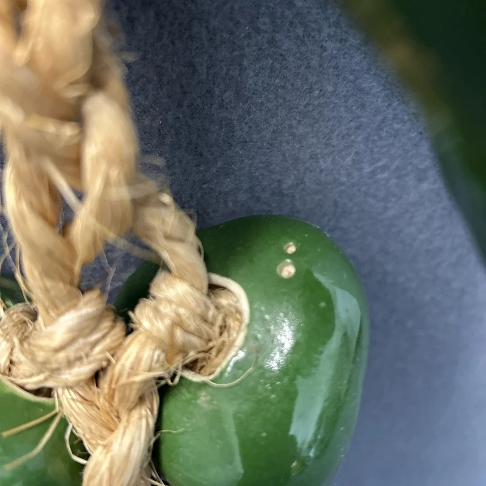 Ceramic Chili Pepper Ristra Hanging Decor Green‎ Jalapeno Peppers 25